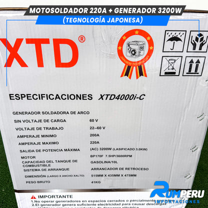 Motosoldador 220A+ Generador 3200W (Tecnología Japonesa)