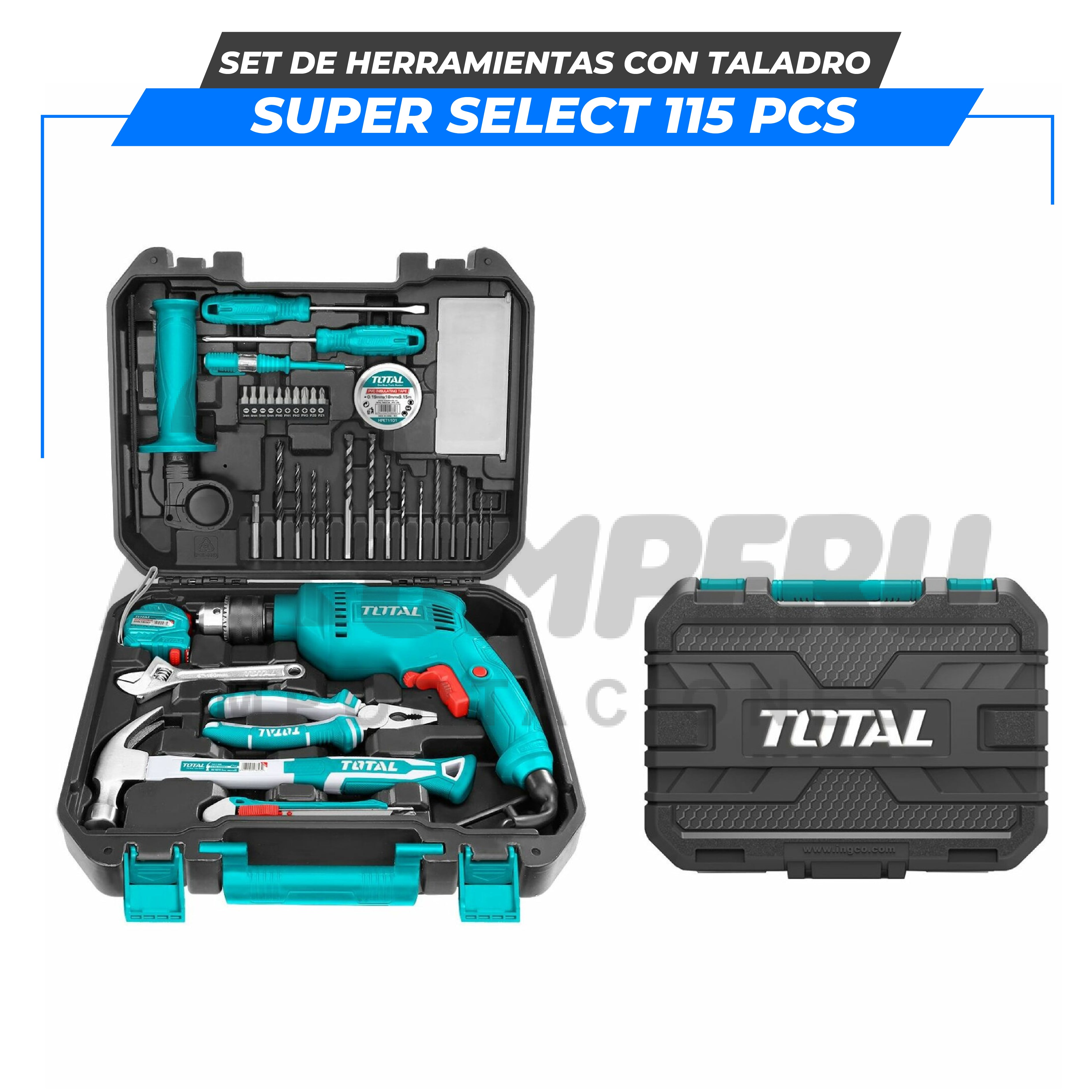 Set de herramientas con Taladro 115 Pcs SUPER SELECT