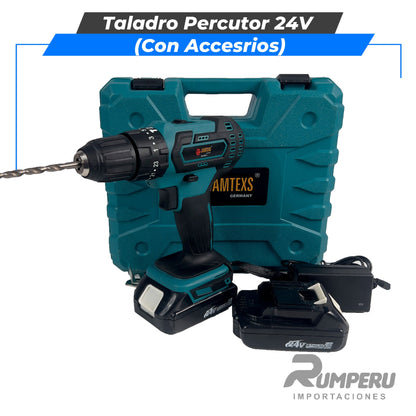 Taladro percutor 24V con Accesorios