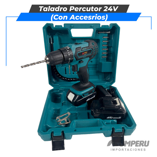 Taladro percutor 24V con Accesorios