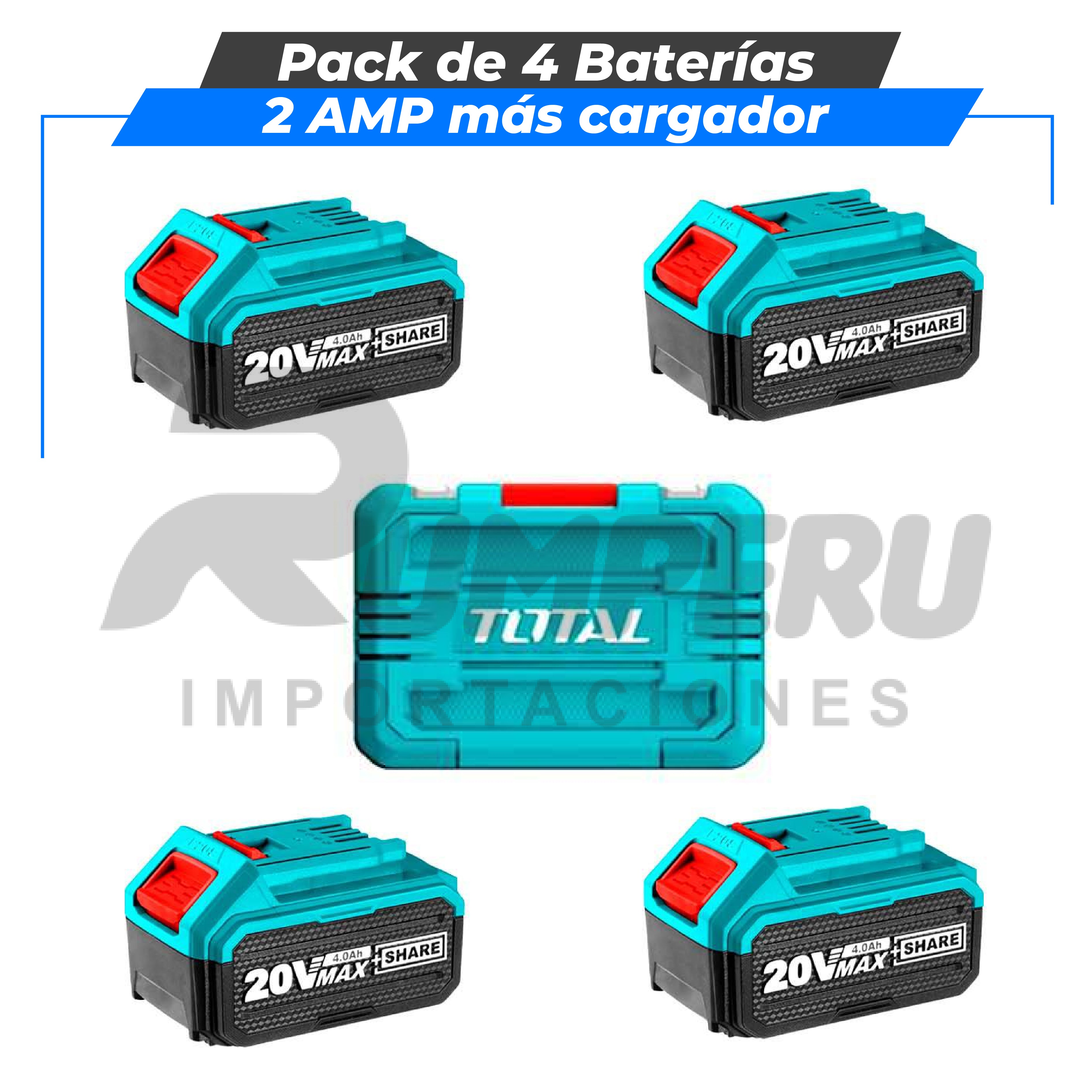 Pack de 4 Baterías 4Amp más cargador