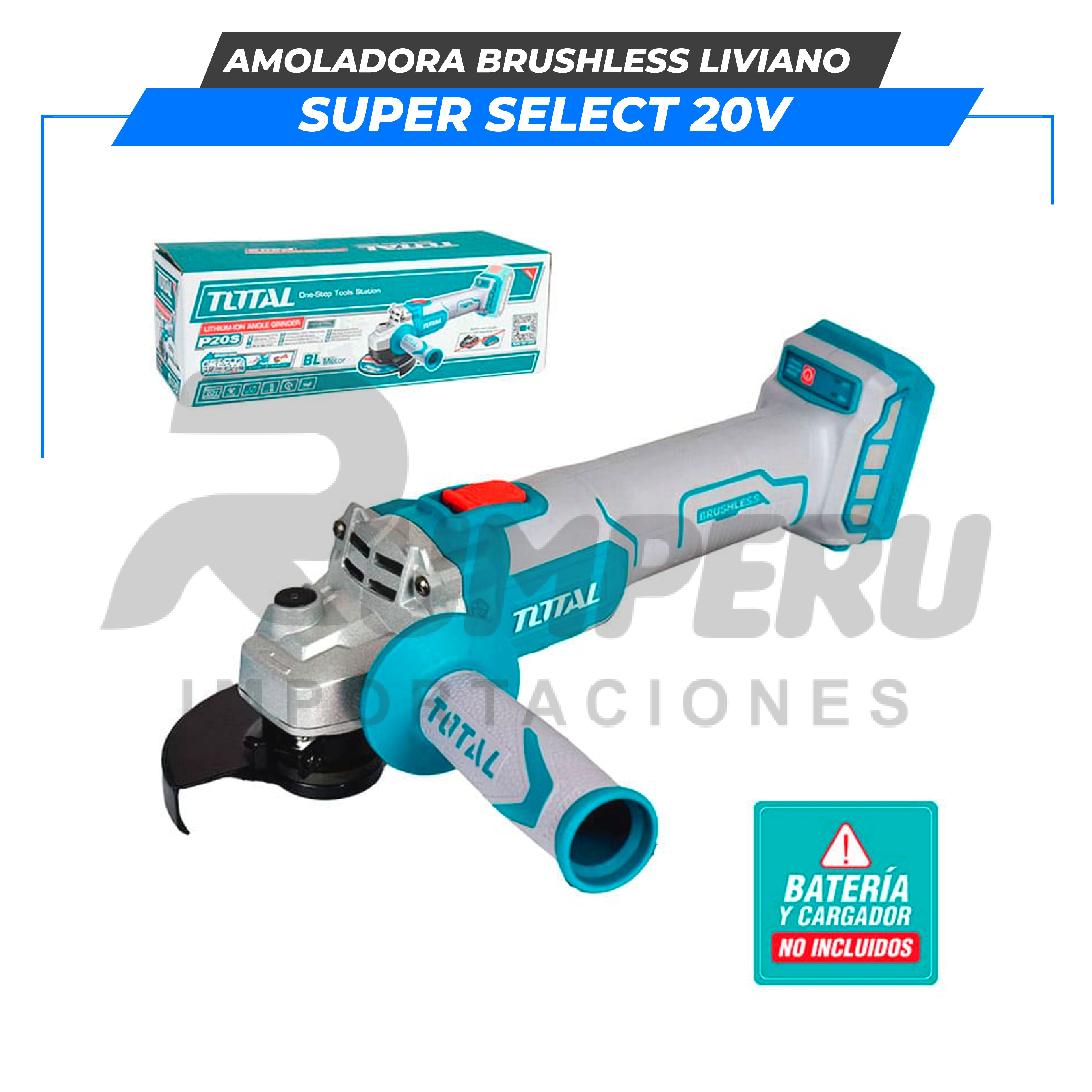 Amoladora 20v BRUSHLESS LIVIANO SUPER SELECT