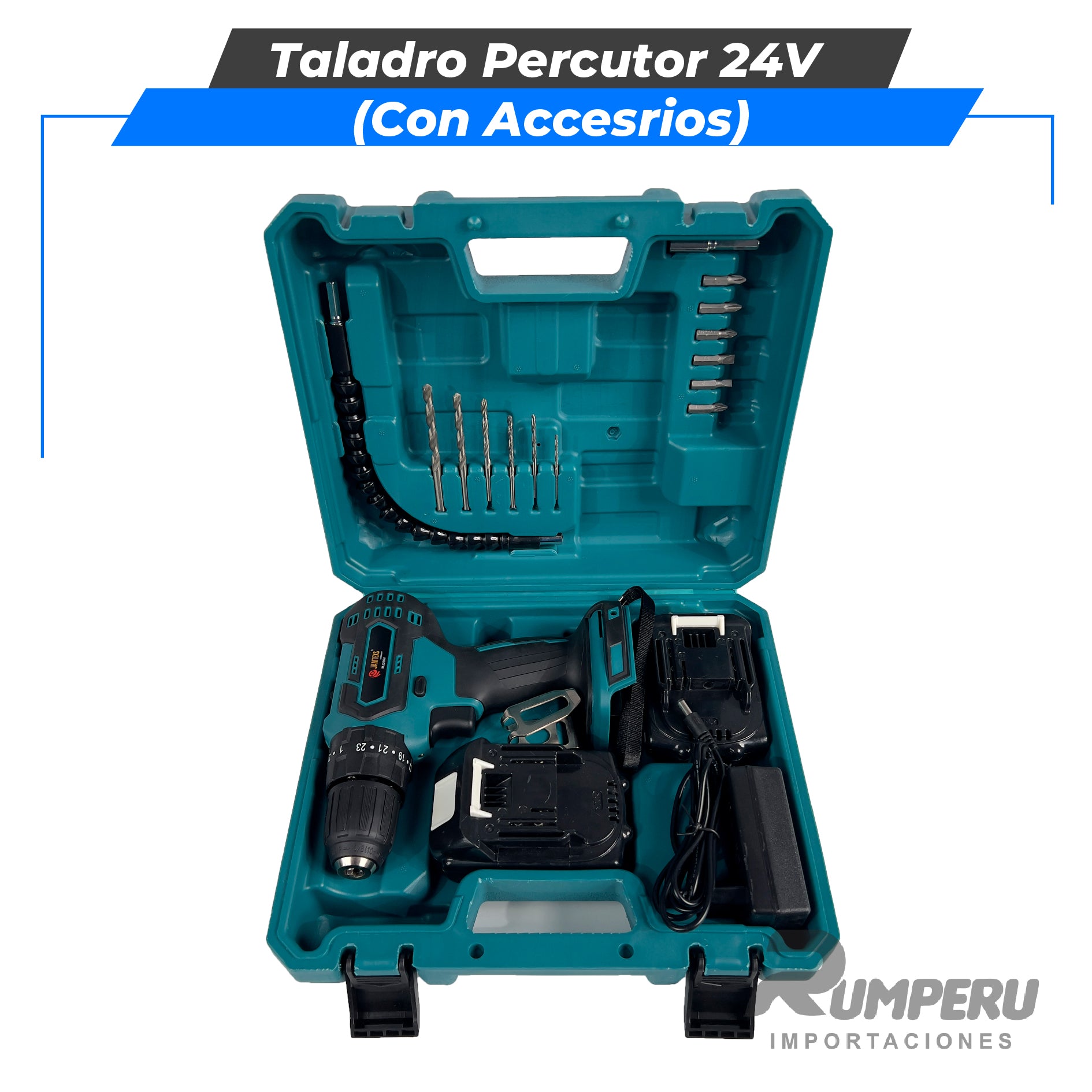 Taladro percutor 24V con Accesorios