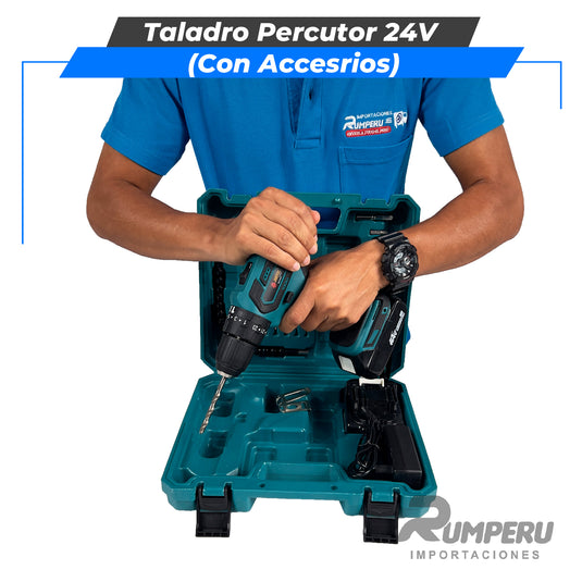 Taladro percutor 24V con Accesorios