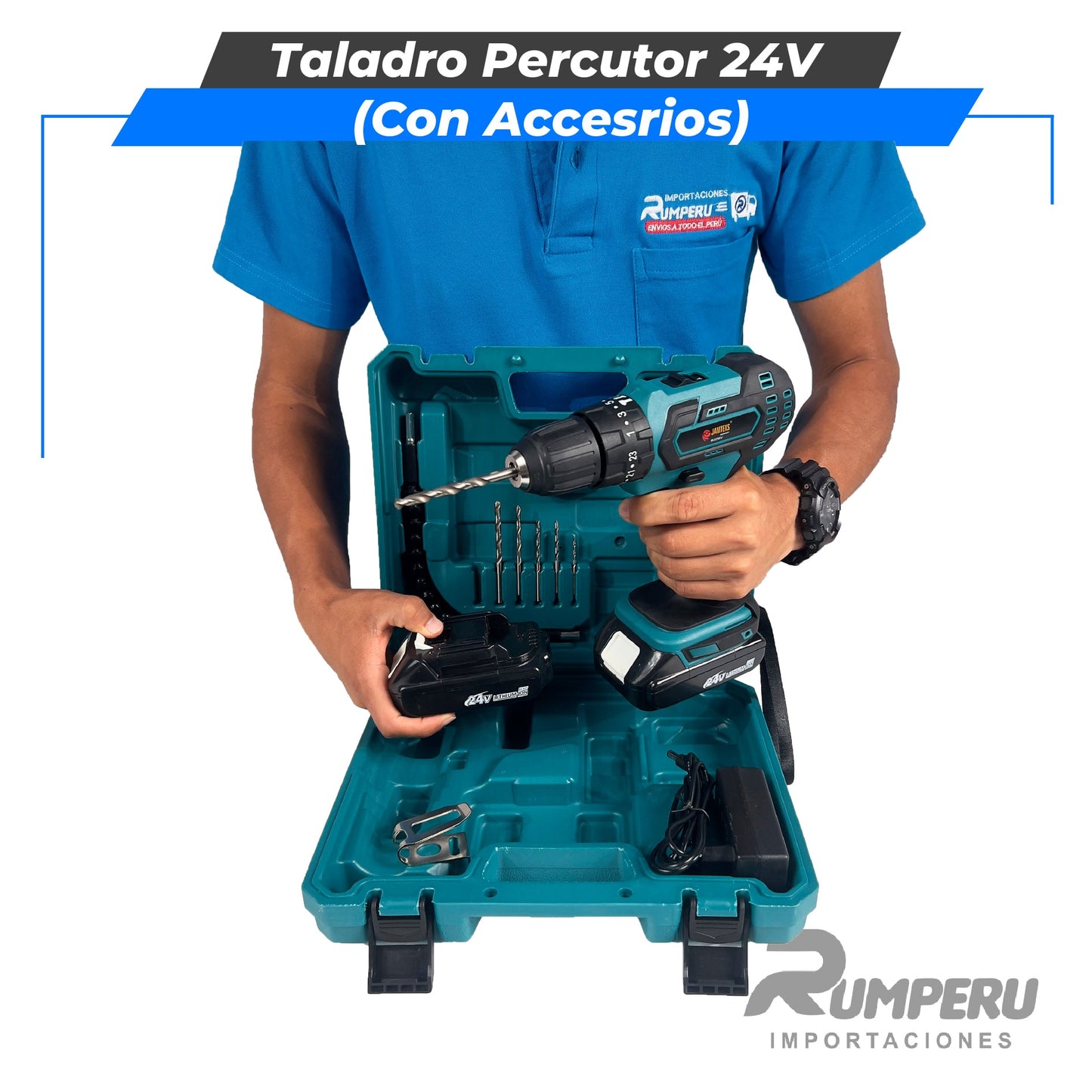 Taladro percutor 24V con Accesorios