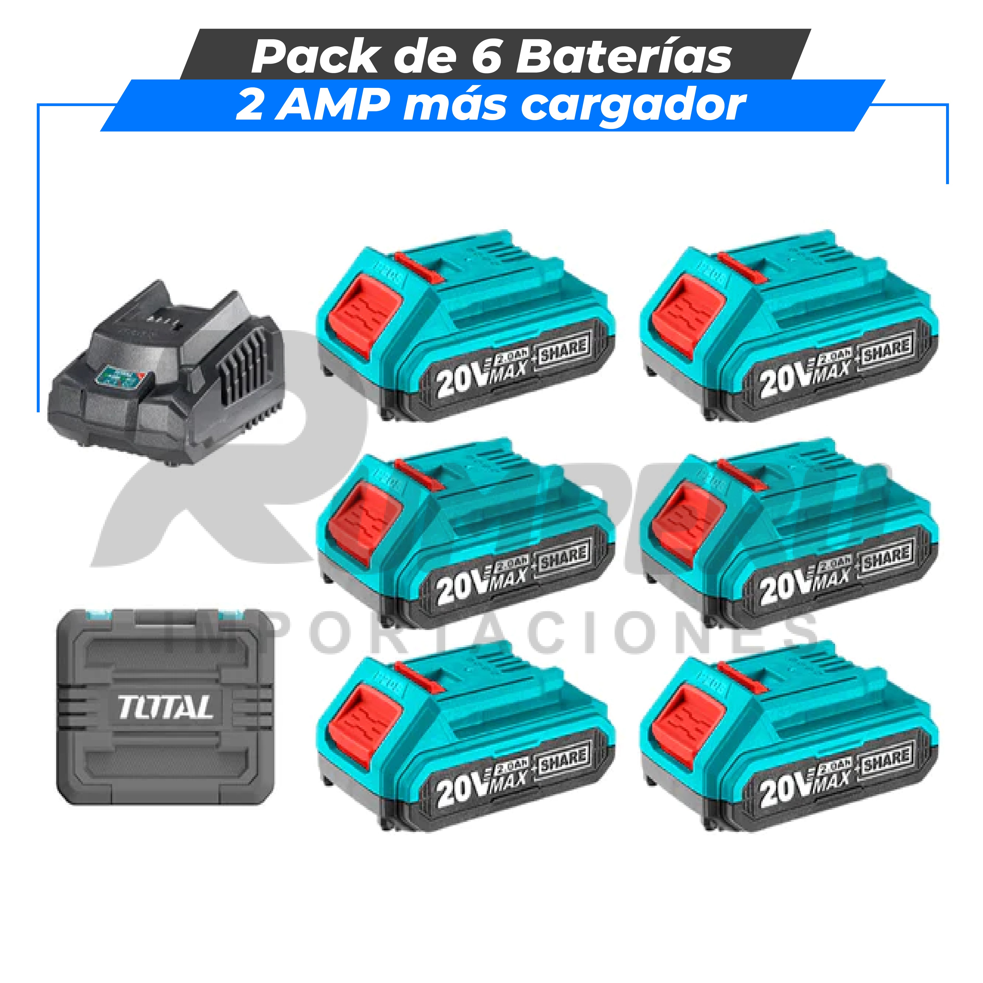 Pack de 6 Baterías 2Amp más cargador