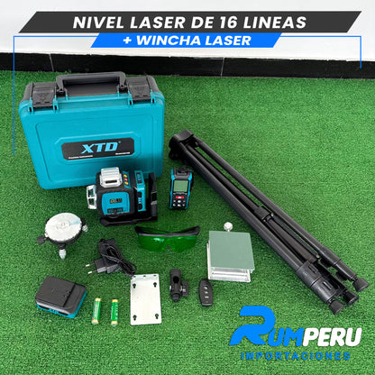 Nivel laser de 16 Líneas + Wincha laser