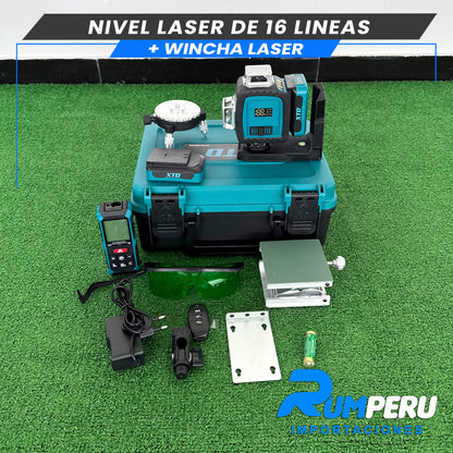 Nivel laser de 16 Líneas + Wincha laser