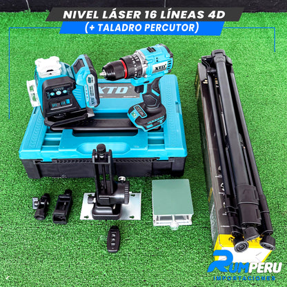 Nivel laser 16 líneas 4D (+Taladro Percutor )