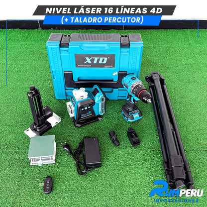 Nivel laser 16 líneas 4D (+Taladro Percutor )