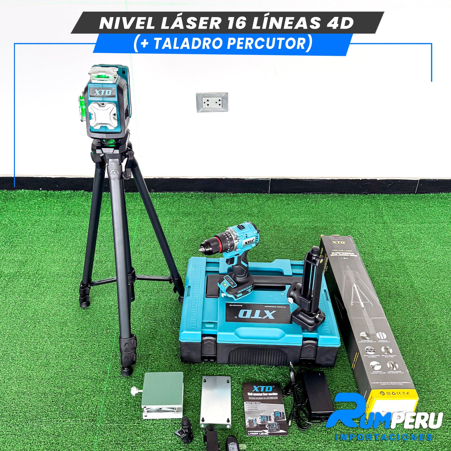 Nivel laser 16 líneas 4D (+Taladro Percutor )