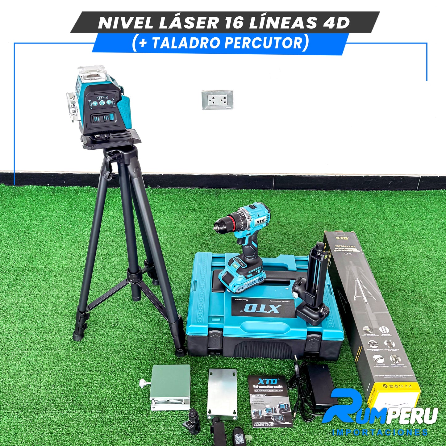 Nivel laser 16 líneas 4D (+Taladro Percutor )