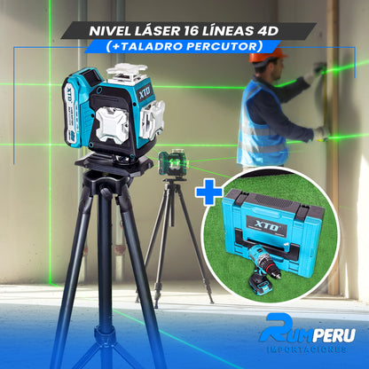 Nivel laser 16 líneas 4D (+Taladro Percutor )