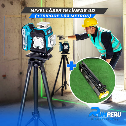 Nivel laser 16 líneas 4D (+ trípode 1.60 metros )