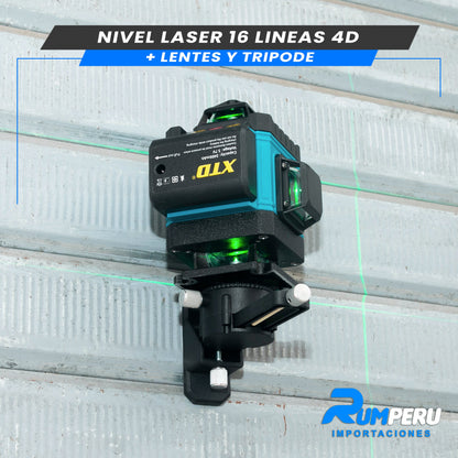 Nivel Laser 16 Lineas 4D (Trípode + Lentes)