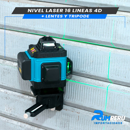 Nivel Laser 16 Lineas 4D (Trípode + Lentes)