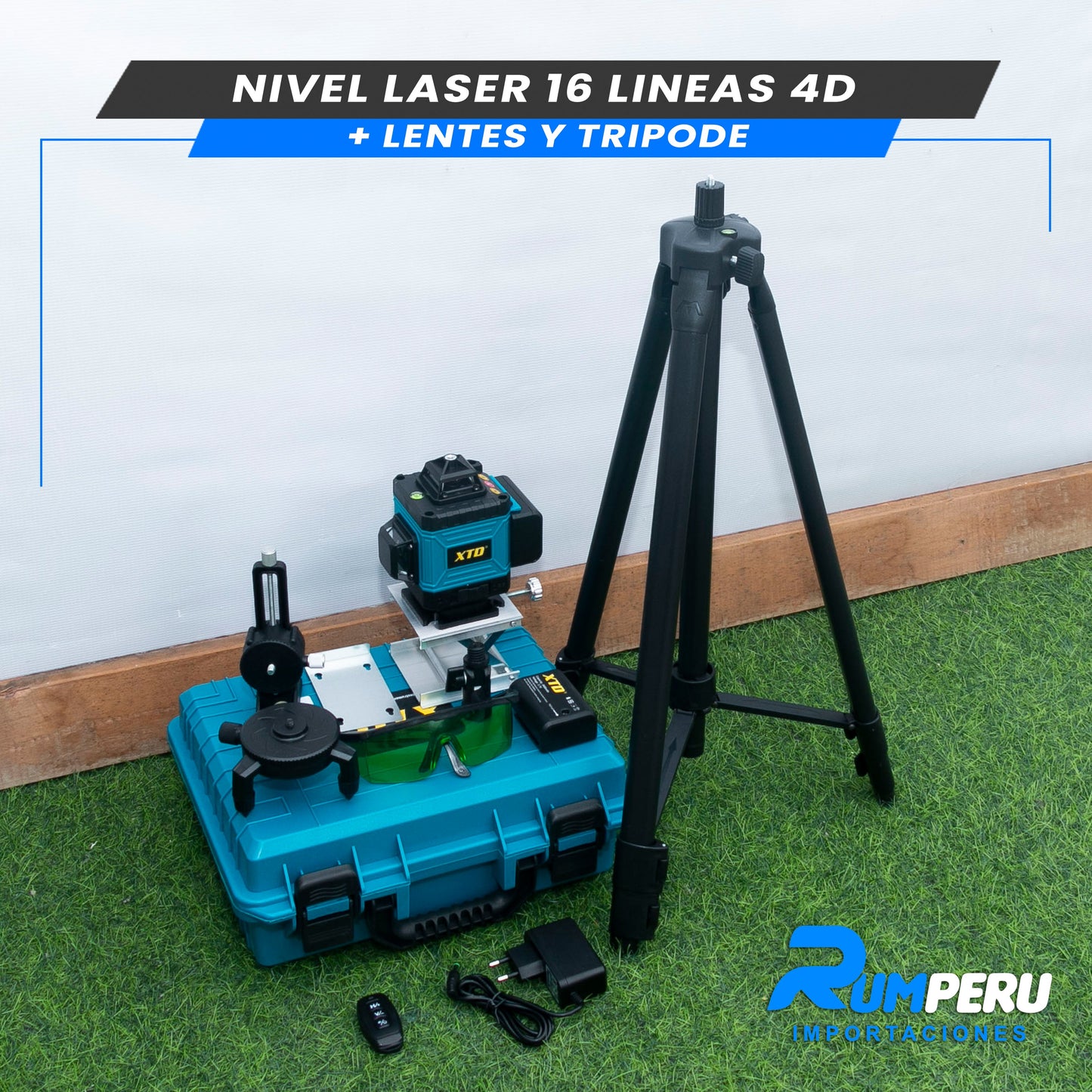 Nivel Laser 16 Lineas 4D (Trípode + Lentes)