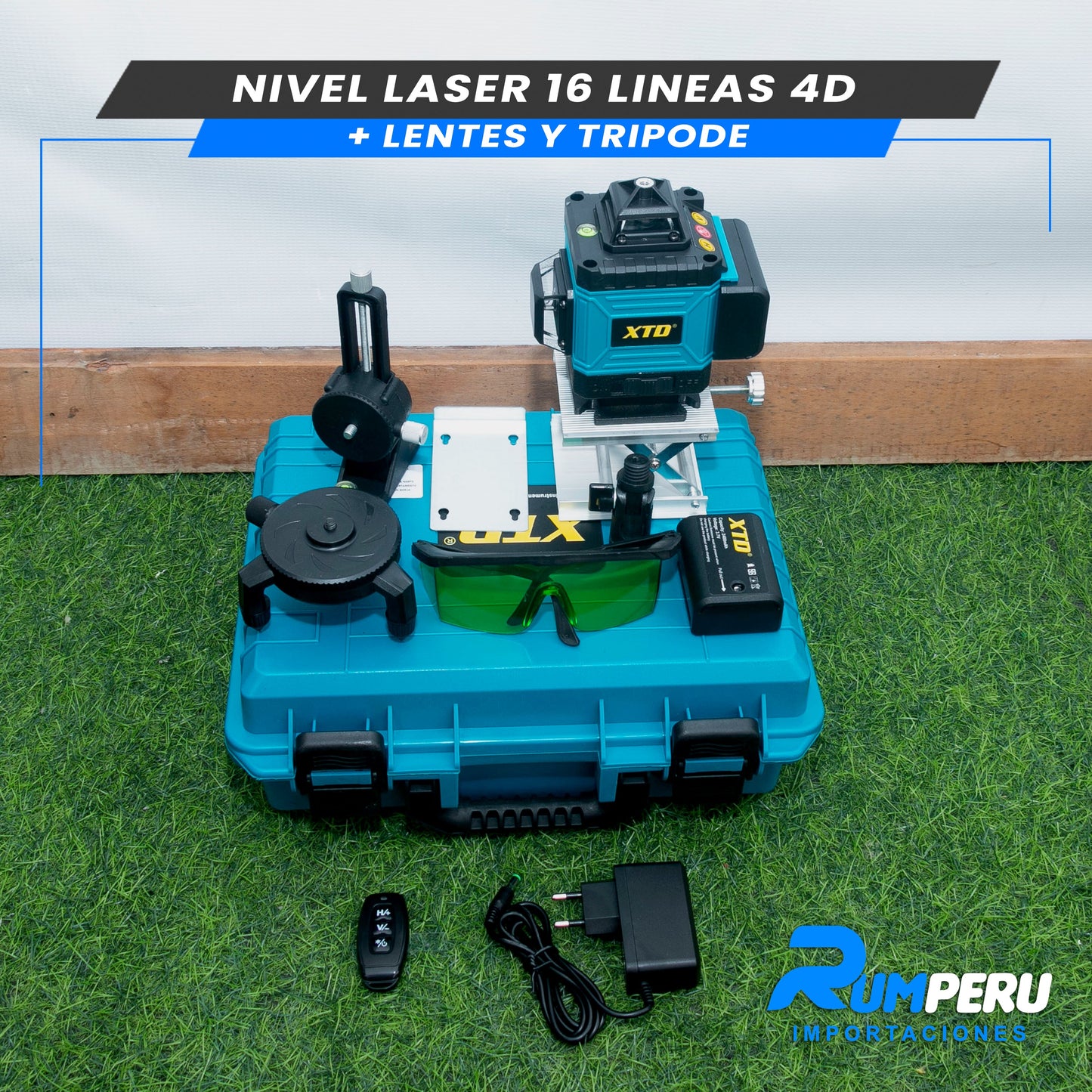 Nivel Laser 16 Lineas 4D (Trípode + Lentes)