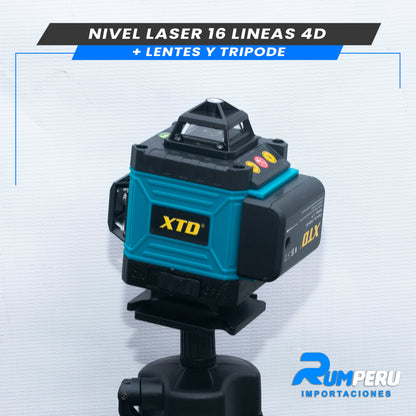 Nivel Laser 16 Lineas 4D (Trípode + Lentes)