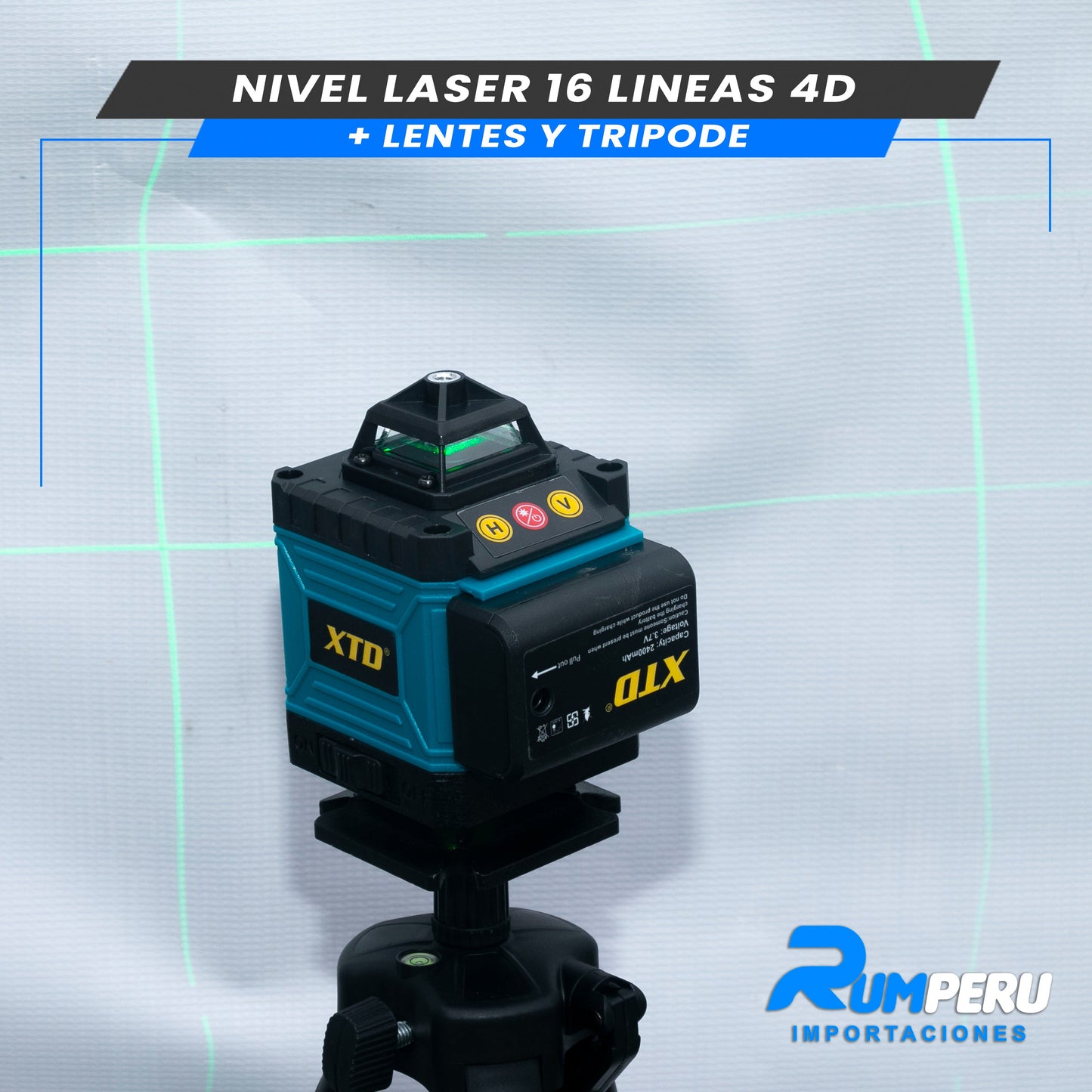 Nivel Laser 16 Lineas 4D (Trípode + Lentes)