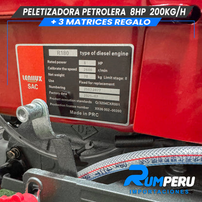 Peletizadoro con Motor Petrolero 8HP 200KG ( 3 MATRICES DE REGALO)