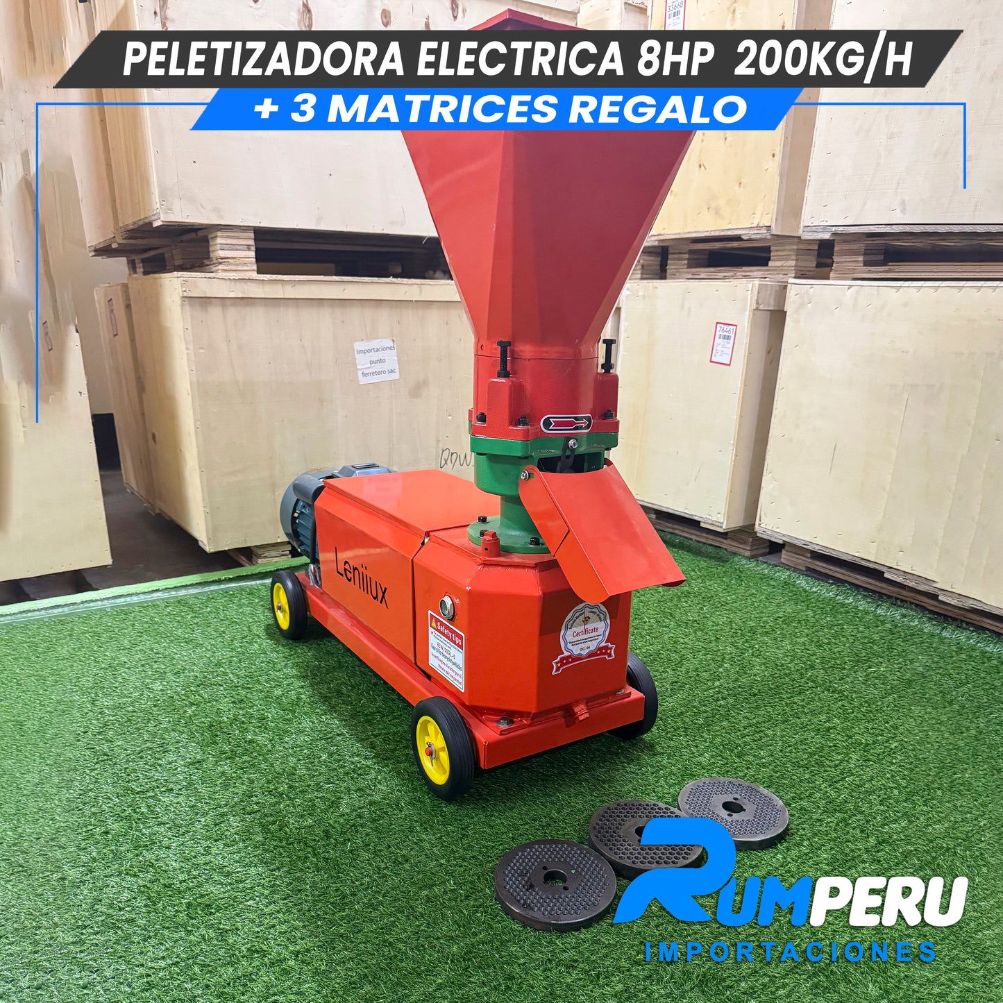 Peletizadoro con Motor Eléctrico  8HP 200KG ( 3 MATRICES DE REGALO)