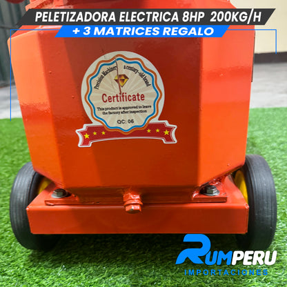 Peletizadoro con Motor Eléctrico  8HP 200KG ( 3 MATRICES DE REGALO)