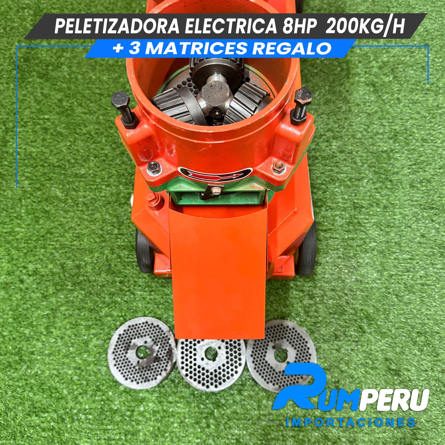 Peletizadoro con Motor Eléctrico  8HP 200KG ( 3 MATRICES DE REGALO)