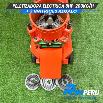 Peletizadoro con Motor Eléctrico  8HP 200KG ( 3 MATRICES DE REGALO)