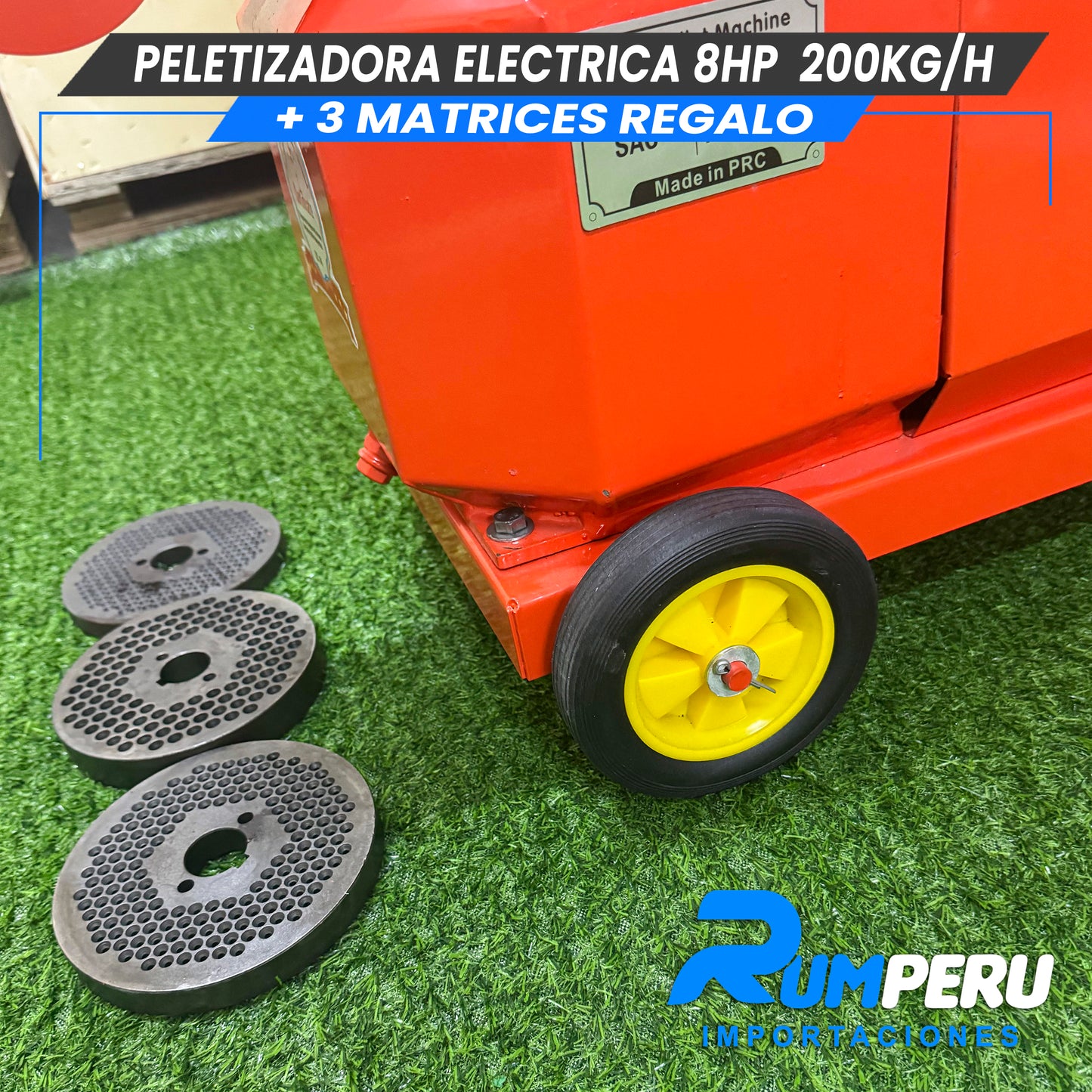 Peletizadoro con Motor Eléctrico  8HP 200KG ( 3 MATRICES DE REGALO)