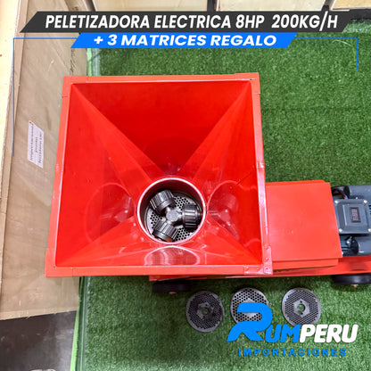Peletizadoro con Motor Eléctrico  8HP 200KG ( 3 MATRICES DE REGALO)
