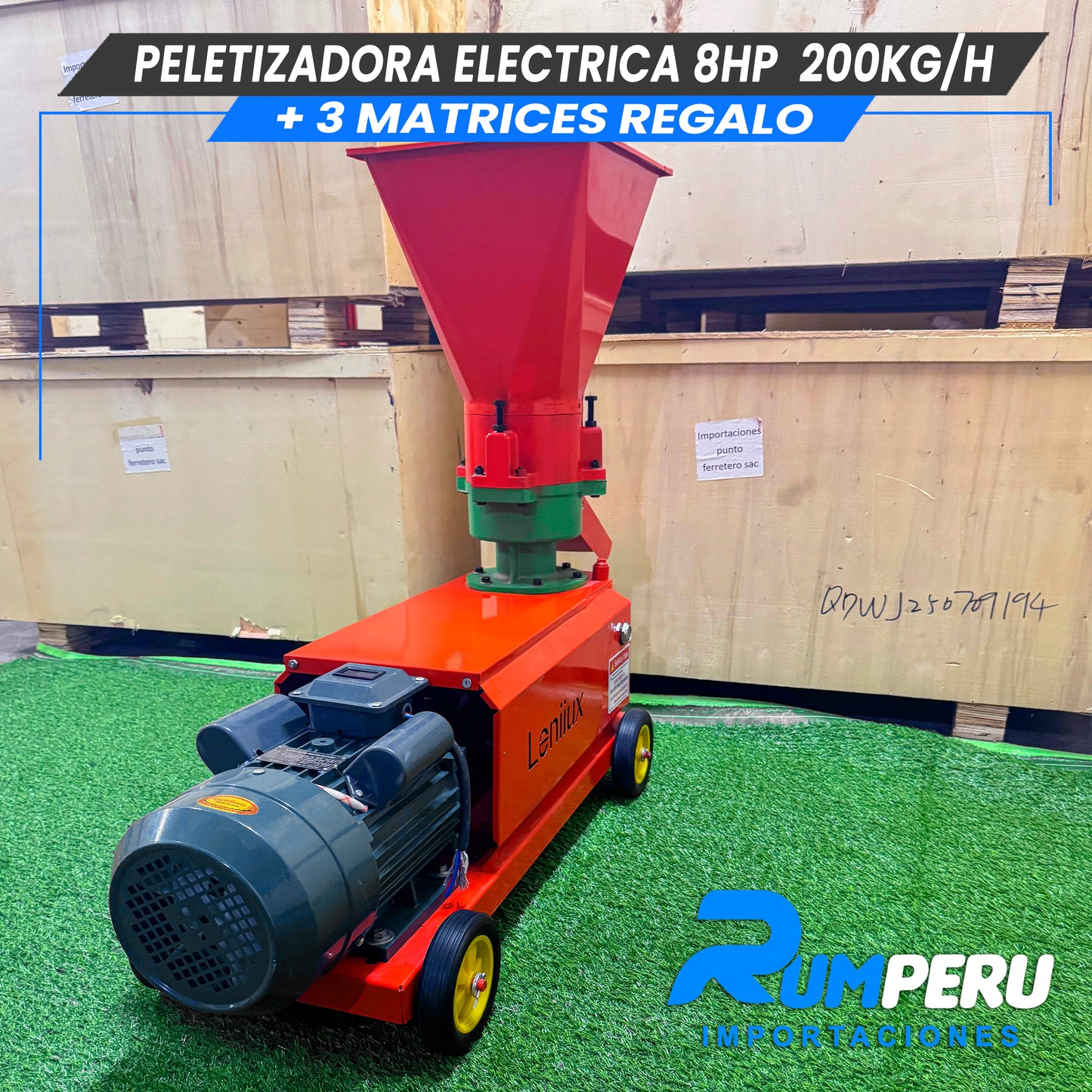 Peletizadoro con Motor Eléctrico  8HP 200KG ( 3 MATRICES DE REGALO)