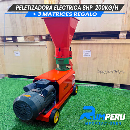 Peletizadoro con Motor Eléctrico  8HP 200KG ( 3 MATRICES DE REGALO)