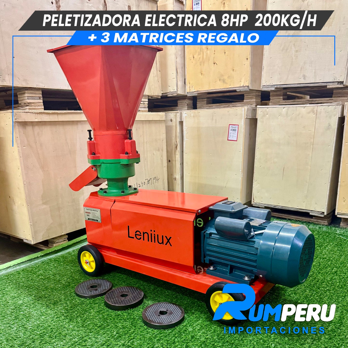 Peletizadoro con Motor Eléctrico  8HP 200KG ( 3 MATRICES DE REGALO)