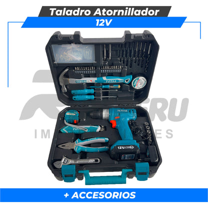 Taladro Atornillador 12V Con Accesorios