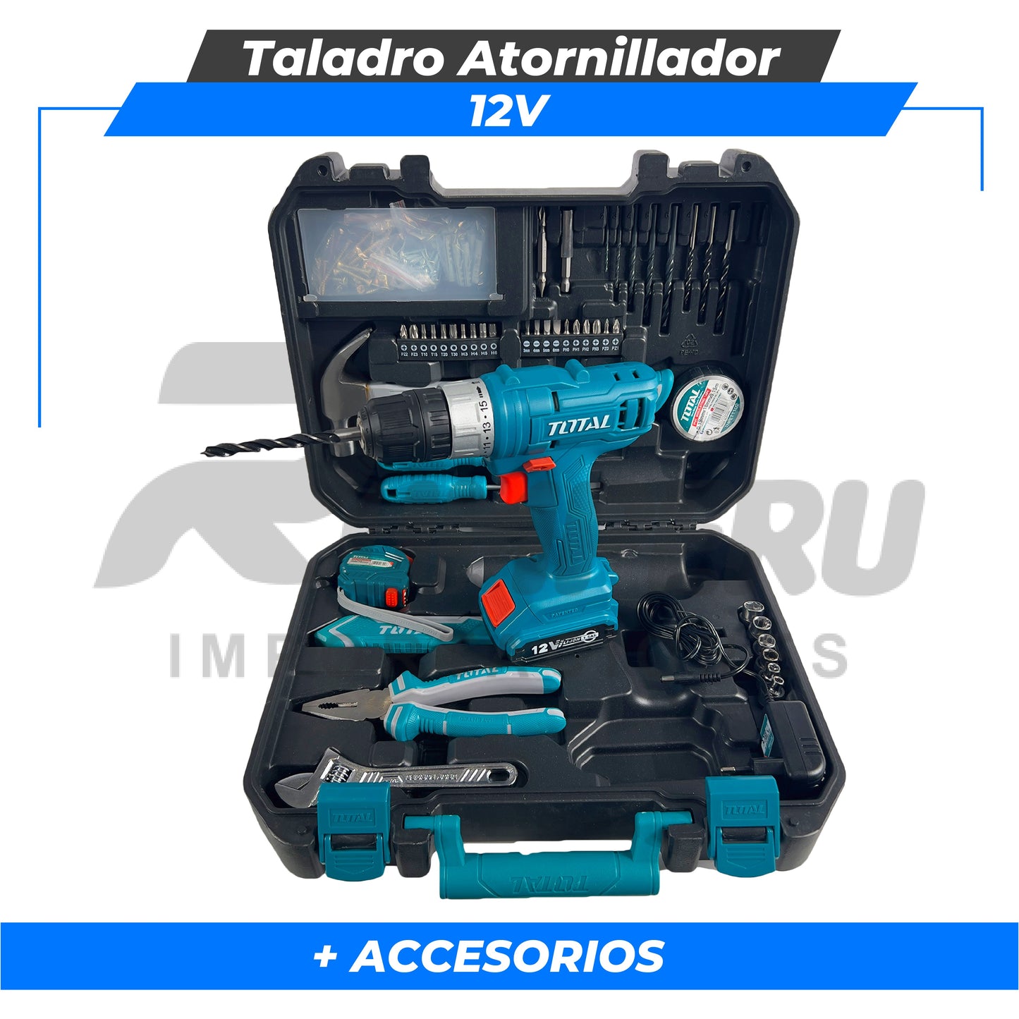 Taladro Atornillador 12V Con Accesorios