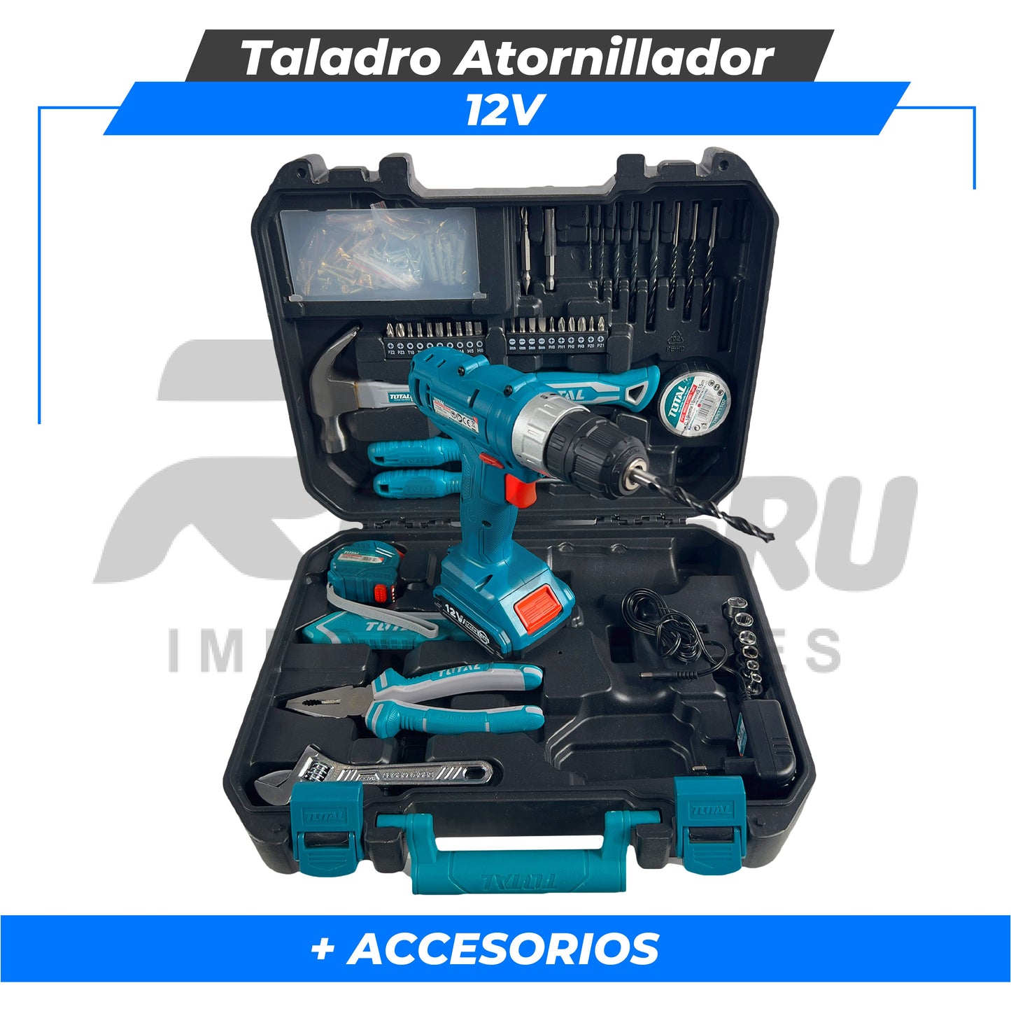 Taladro Atornillador 12V Con Accesorios