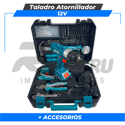 Taladro Atornillador 12V Con Accesorios