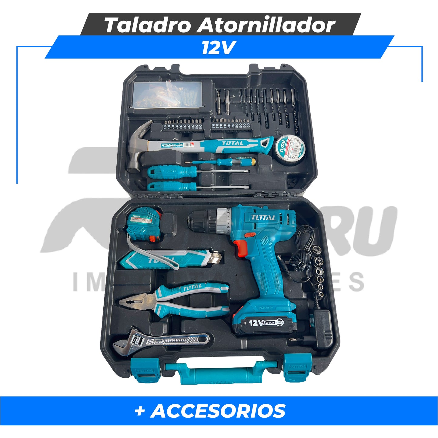 Taladro Atornillador 12V Con Accesorios