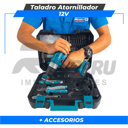 Taladro Atornillador 12V Con Accesorios