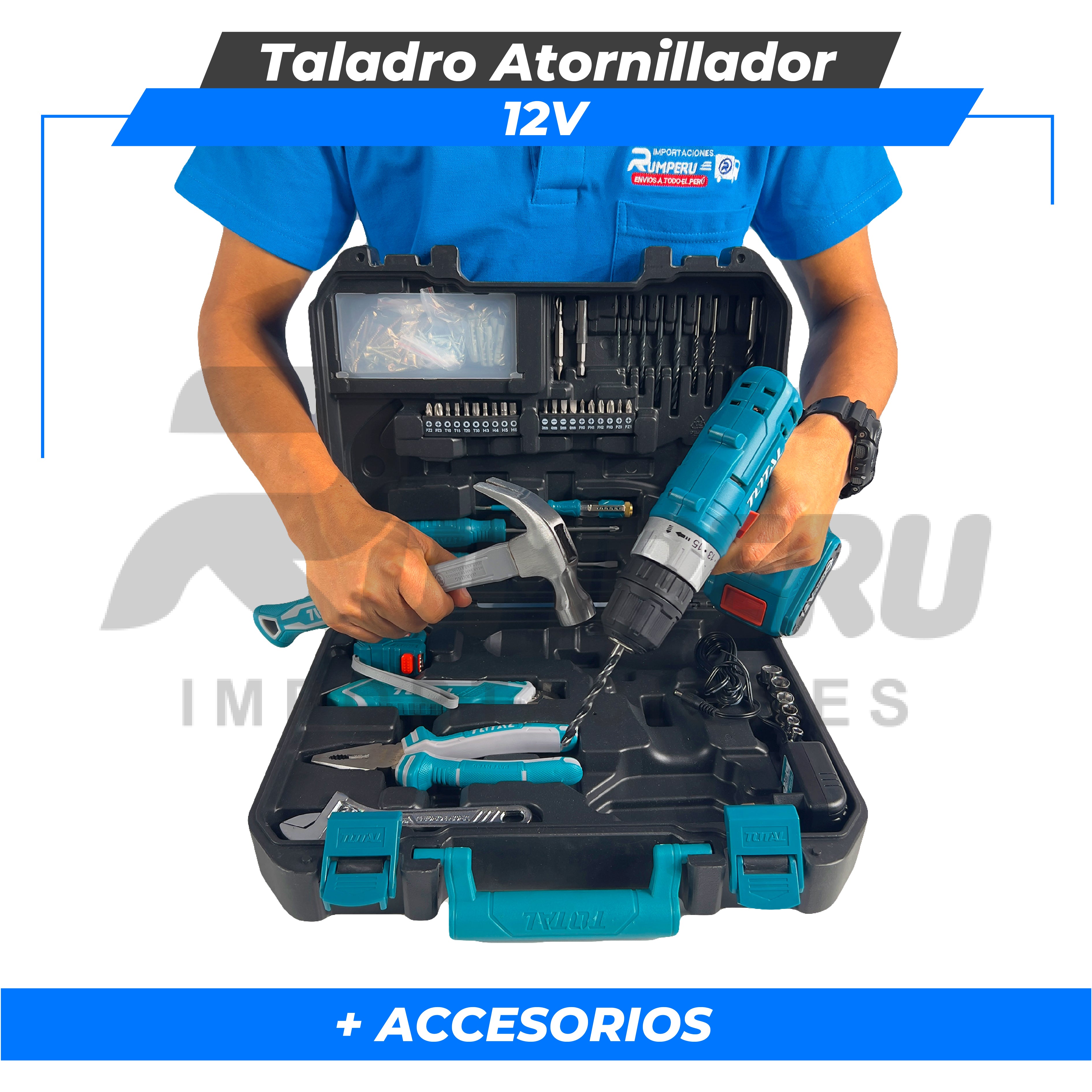Taladro Atornillador 12V Con Accesorios