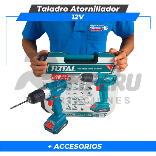 Taladro Atornillador 12V Con Accesorios