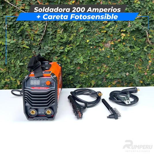 Soldadora 200 Amperios + Careta Fotosensible