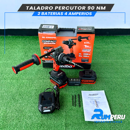 TALADRO PERCUTOR 90 NM 2 BATERIAS 4 AMPERIOS