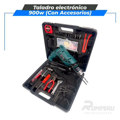 Taladro Electrico 900w con accesorios