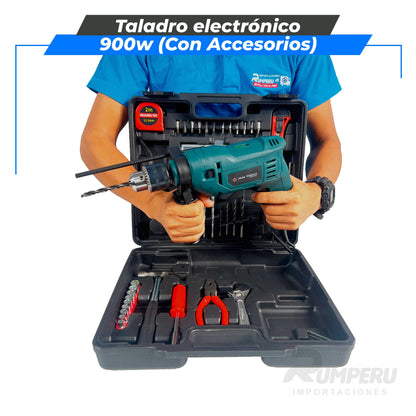 Taladro Electrico 900w con accesorios