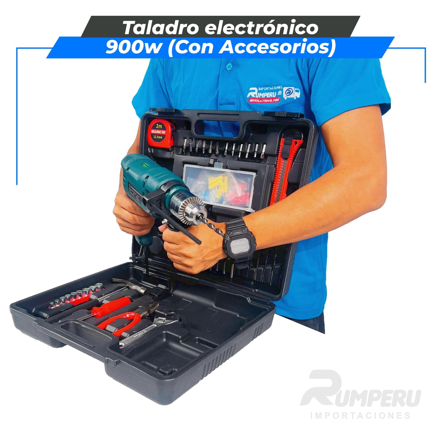 Taladro Electrico 900w con accesorios