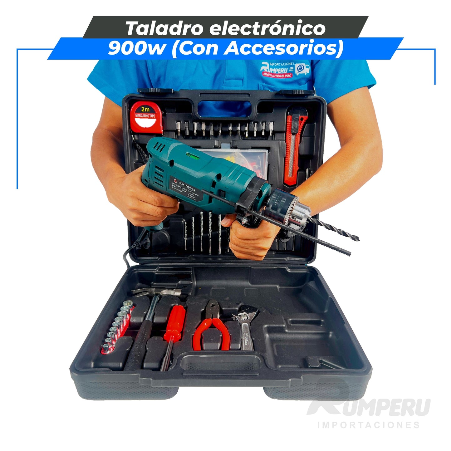 Taladro Electrico 900w con accesorios