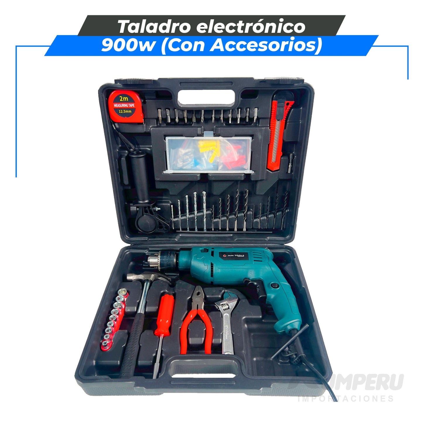 Taladro Electrico 900w con accesorios