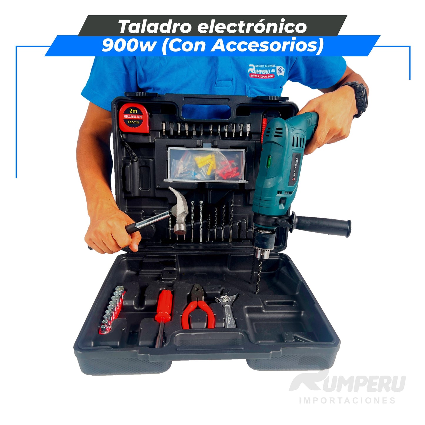 Taladro Electrico 900w con accesorios